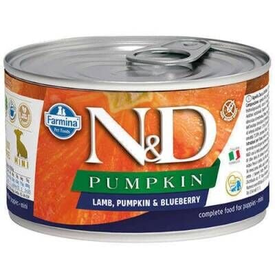 N&D Pumpkin Puppy Mini Balkabaklı Kuzu Etli ve Yaban Mersini Yavru Köpek Konservesi 140 gr