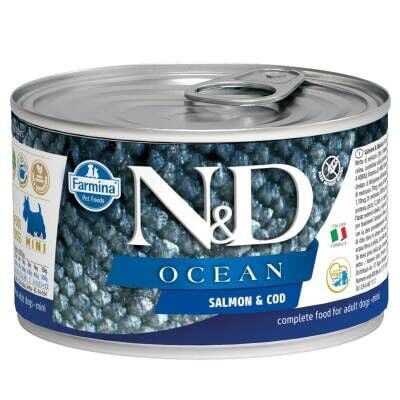 N&D Ocean Mini Somonlu ve Morina Balıklı Yetişkin Köpek Konservesi 140 gr