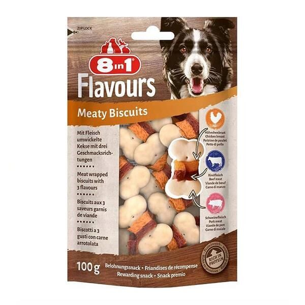 8in1 Flavours Meaty Biscuits Kıtır Köpek Ödülü 100gr