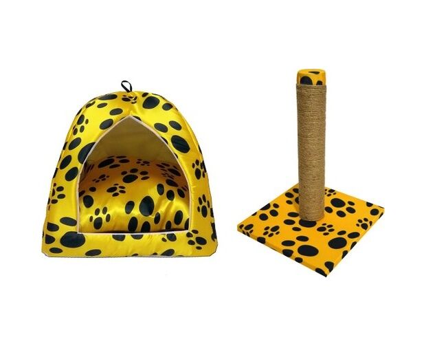 Biosand Eskimo Kedi Yatağı ve Tırmalama Seti Sarı Patili