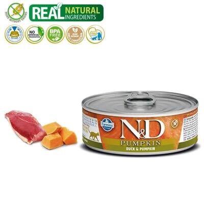 N&D Balkabaklı Tahılsız Ördekli Yetişkin Kedi Konservesi 70 gr