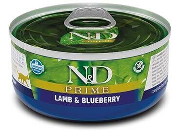 N&D Prime Tahılsız Kuzu Etli ve Yaban Mersinli Yetişkin Kedi Konservesi 70 gr