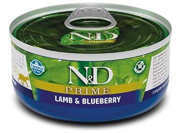 N&D Prime Tahılsız Kuzu Etli ve Yaban Mersinli Yetişkin Kedi Konservesi 70 gr
