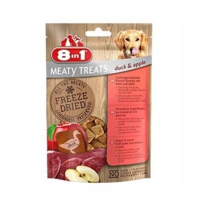 8in1 Meaty Treats Freeze Dried Ördekli ve Elmalı Kurutulmuş Tahılsız Köpek Ödülü 50 Gr