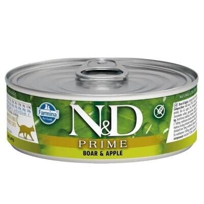 N&D Prime Tahılsız Yaban Domuzlu ve Elmalı Yetişkin Kedi Konservesi 80 gr