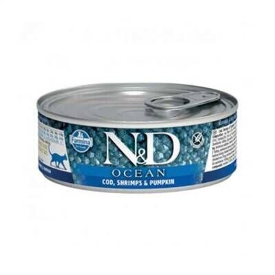N&D Ocean Morina Balıklı Karidesli Balkabaklı Yetişkin Kedi Konservesi 80 gr