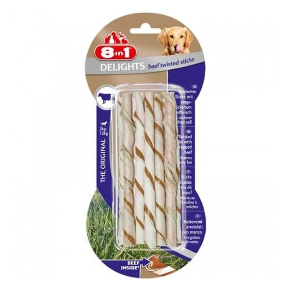 8in1 Beef Delight Twisted Sticks Köpek Ödülü