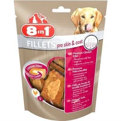 8in1 Fillets Pro Skin Small Keten Tohumu Yağlı Tavuklu Köpek Ödül Maması 80 gr