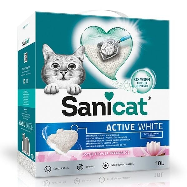 Sanicat Active White Topaklanan Kedi Kumu Lotus Çiçeği Kokulu 10 Lt