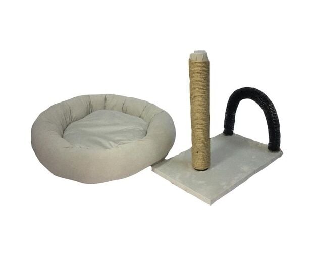 Bio Sand Simit Kedi Yatağı Ve Tırmalama Kaşıma Seti Gri