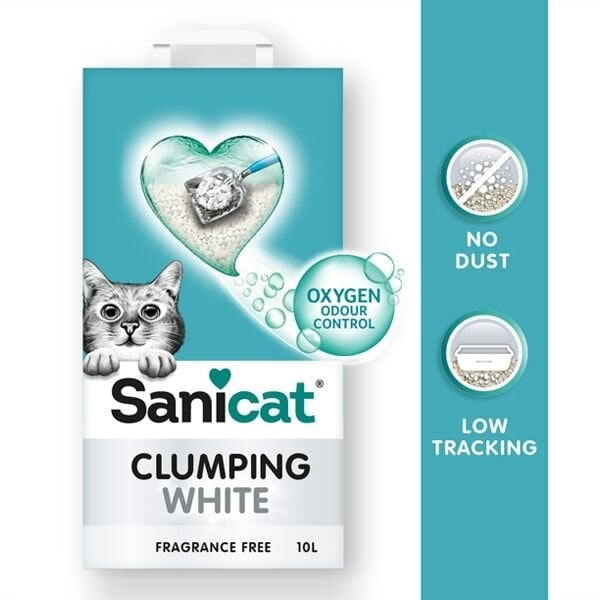 Sanicat Clumping White Oksijen Kontrollü Topaklanan Kedi Kumu 8Lt