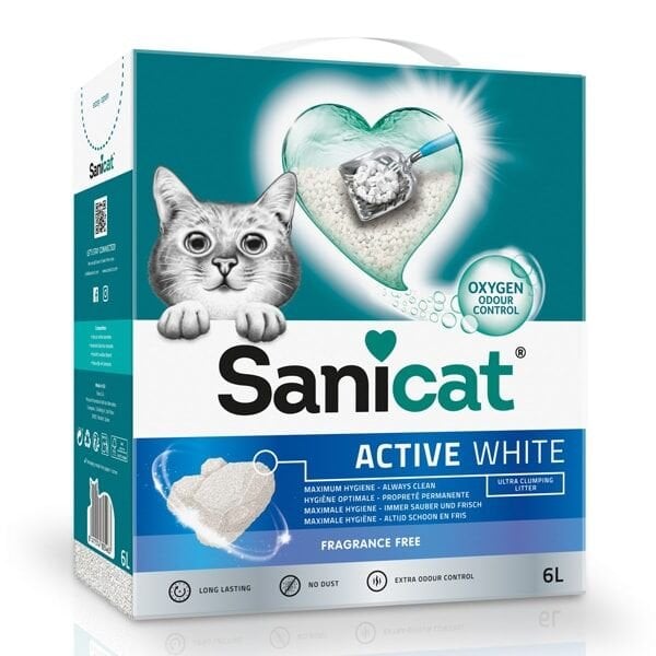 Sanicat Active White Topaklanan Kedi Kumu Kokusuz 6 Lt