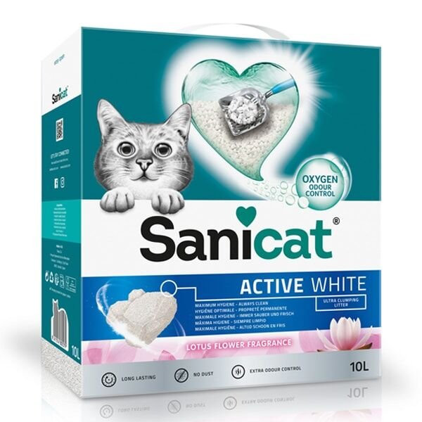 Sanicat Active White Topaklanan Kedi Kumu Lotus Çiçeği Kokulu 6 Lt