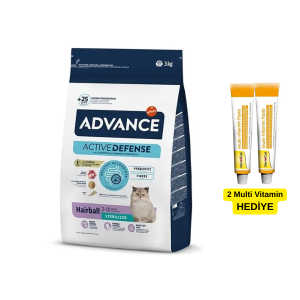 Advance Hairball Sterilized Hindili Kısırlaştırılmış Kedi Maması 3Kg