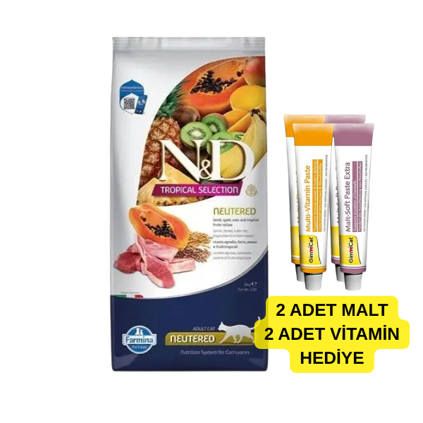 N&D Tropical Selection Kuzu Etli ve Tropikal Meyveli Kısırlaştırılmış Kedi Maması 10kg