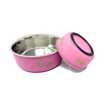 EuroDog Pati Desenli Pembe Kedi Köpek Mama Su Kabı 300 ml