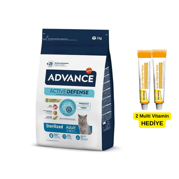 Advance Sterilised Hindi Etli Kısırlaştırılmış Kedi Maması 3 Kg