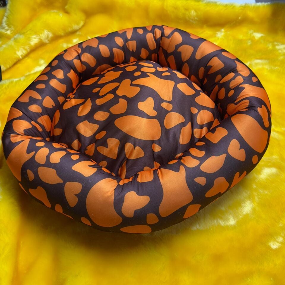 Bio Sand Zürafa Desenli Simit Kedi Yatağı