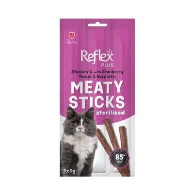 Reflex Plus Tavuklu ve Kızılcıklı Kısırlaştırılmış Kedi Ödül Çubuğu 3 X 5 gr