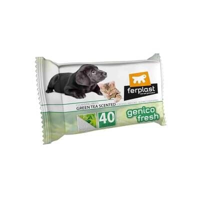Ferplast Genico Fresh Kedi ve Köpekler İçin Yeşil Çaylı Islak Mendil 40'lı