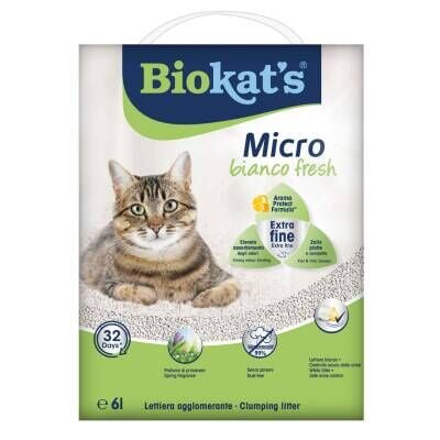 Biokats Micro Bianco Fresh Topaklaşan Kedi Kumu 6 lt
