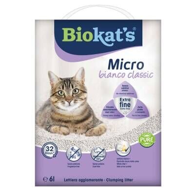 Biokats Micro Bianco Classic Topaklaşan Kedi Kumu 6 lt