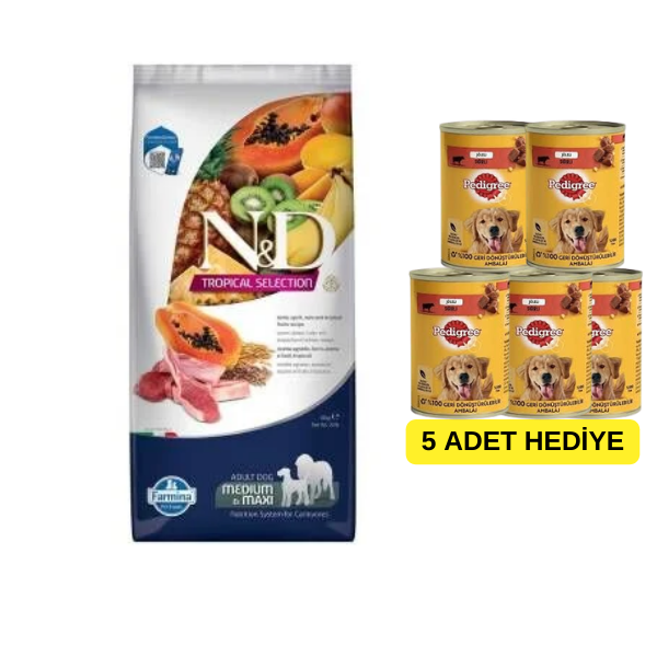 N&D Tropical Selection Düşük Tahıllı Kuzu Etli ve Tropikal Meyveli Orta ve Büyük Irk Yetişkin Köpek Maması 10 kg