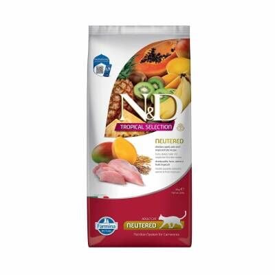 N&D Tropical Selection Düşük Tahıllı Tavuklu ve Tropikal Meyveli Kısırlaştırılmış Kedi Maması 10 kg