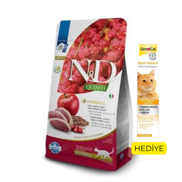 N&D Quinoa Tahılsız Tüy Yumağı Önleyici Yetişkin Kedi Maması 1,5kg
