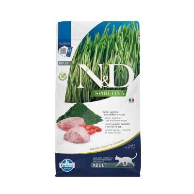 N&D Spirulina Tavkiyeli Kuzulu Yetişkin Kedi Maması 1,5 kg