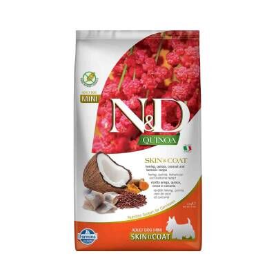 N&D Quinoa Skin Coat Tahılsız Tüy Bakımı Ringa Balıklı Mini Yetişkin Köpek Maması 2,5 kg