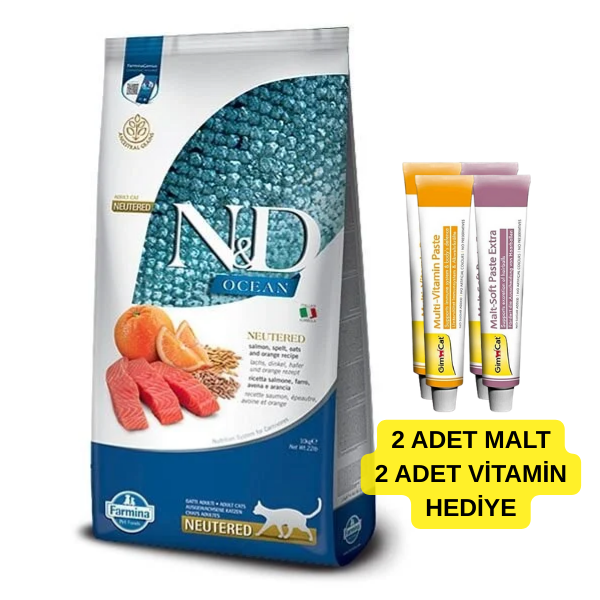 ND Düşük Tahıllı Somonlu ve Portakallı Kısırlaştırılmış Yetişkin Kedi Maması 10 Kg