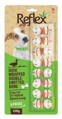 Reflex Ördek Eti Sargılı Çift Düğümlü Köpek Çiğneme Kemiği 100 gr 8'li