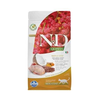 N&D Quinoa Skin Coat Tahılsız Tüy Bakım Bıldırcın Yetişkin Kedi Maması 5 kg