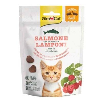 Gimcat Somonlu ve Ahududulu Tahılsız Şekersiz Çıtır Kedi Ödül Maması 60 gr