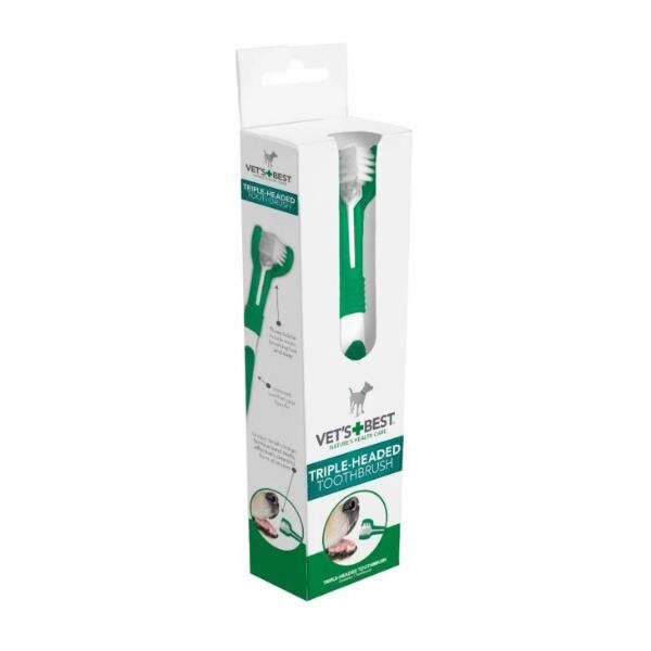 Vet's Best Köpekler için Üç Başlı Diş Fırçası 17,5cm