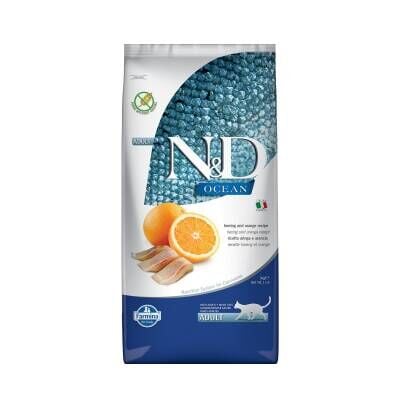 N&D Ocean Tahılsız Ringa Balıklı Portakallı Yetişkin Kedi Maması 5 kg