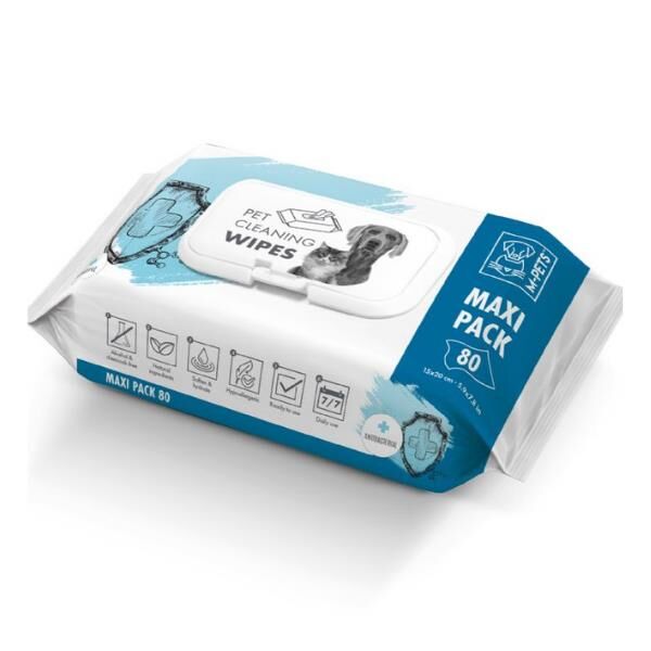M-Pets Kedi ve Köpekler İçin Antibakteriyel Temizleme Mendili 80'li