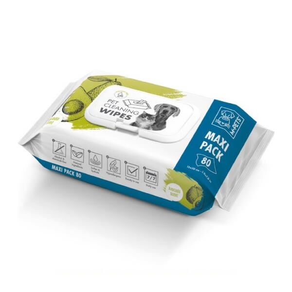 M-Pets Kedi ve Köpekler İçin Avokado Temizleme Mendili 80'li