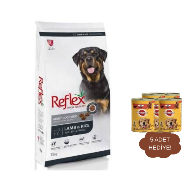 Reflex Kuzu Etli ve Pirinçli Yetişkin Köpek Maması 15 kg