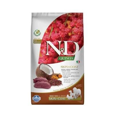 N&D Quinoa Skin Coat Tahılsız Tüy Bakımı Geyik Etli Yetişkin Köpek Maması 2,5 kg