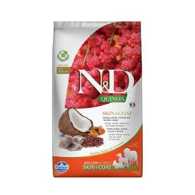 N&D Quinoa Skin Coat Tahılsız Tüy Bakım Ringa Balıklı Yetişkin Köpek Maması 2,5 kg
