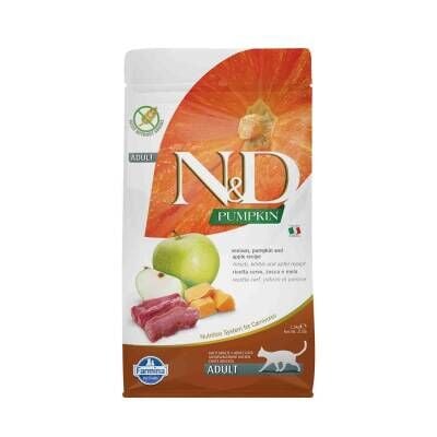 N&D Pumpkin Tahılsız Geyik Etli Bal Kabaklı ve Elmalı Yetişkin Kedi Maması 1,5 kg