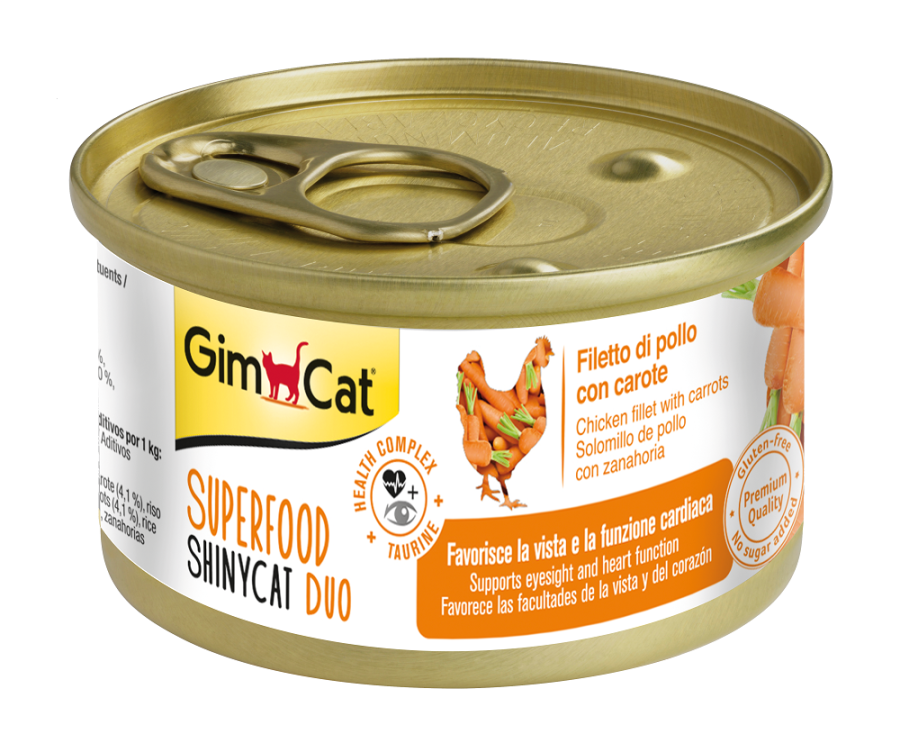 GimCat Shinycat SF Fileto Konserve Kedi Maması - Tavuklu Havuçlu 70 gr
