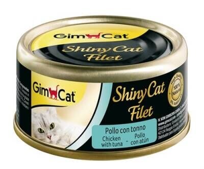 Gimcat Shinycat Kıyılmış Tavuklu ve Ton Balıklı Fileto Yetişkin Kedi Konservesi 70 gr