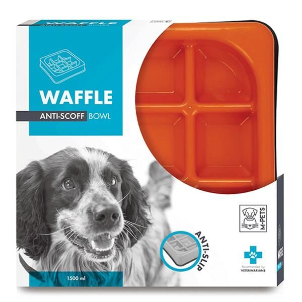 M-Pets Waffle Yavaş Yeme Mama Kabı 1500ml Turuncu
