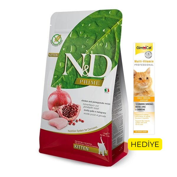 ND Tahılsız Tavuk Etli ve Narlı Yavru Kedi Maması 1,5 Kg