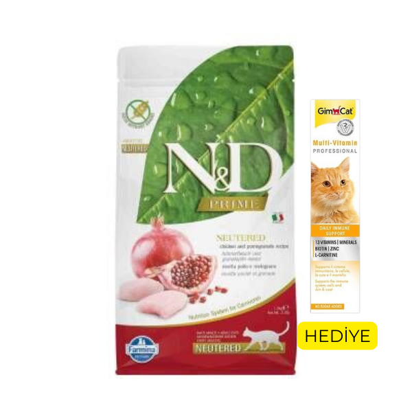 N&D Prime Tahılsız Tavuklu Narlı Kısırlaştırılmış Kedi Maması 1,5 kg