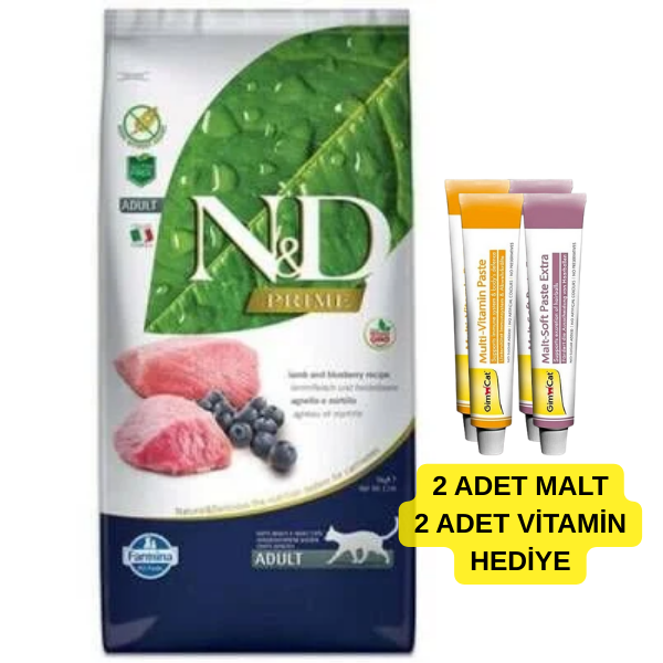 N&D Tahılsız Kuzu Etli Yaban Mersinli Kedi Maması 10 kg