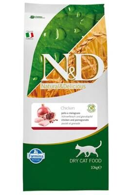N&D Tahılsız Tavuklu Yetişkin Narlı Kedi Maması 10 kg